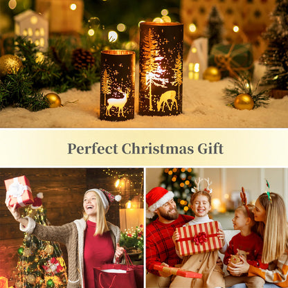 Hewory Christmas Decor Black Tealight Christmas: 2-piece Set Deer Decor Christmas Table Decoration Candle Holder Glass Christmas Decoration Indoor Gold