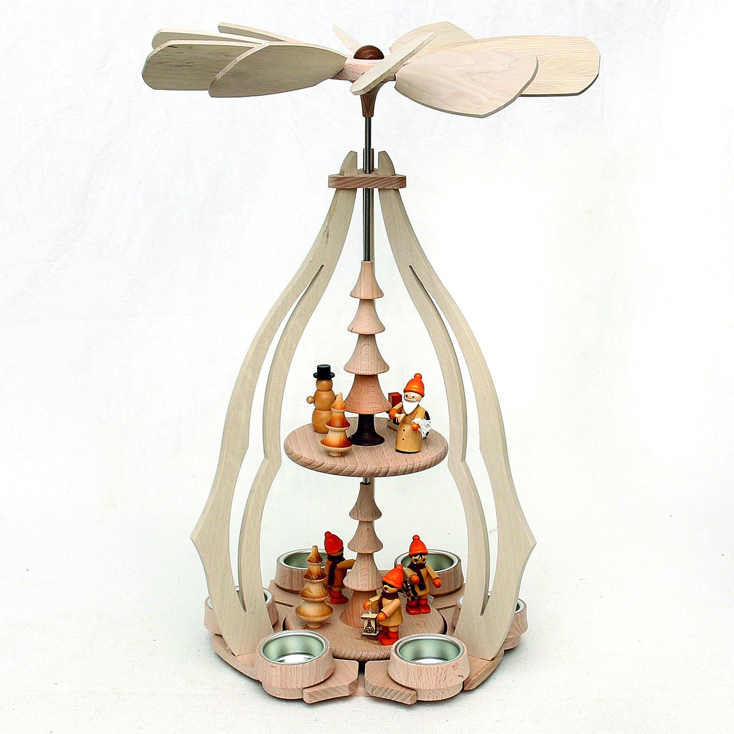 Elf Workshop Collection XXL Christmas Pyramid Winter Children Pyramid Wooden Christmas decoration for tea lights 24 x 24 x 45 cm Tea light pyramid made of finest beech wood.