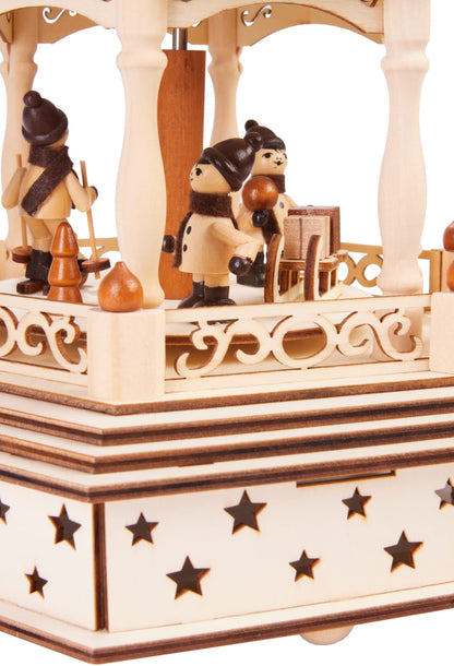 BRUBAKER Christmas Pyramid - 3-tier rotating wooden pyramid - Christmas decoration with 3 levels - 44 cm height - hand-painted figures Christmas - Natural Brown