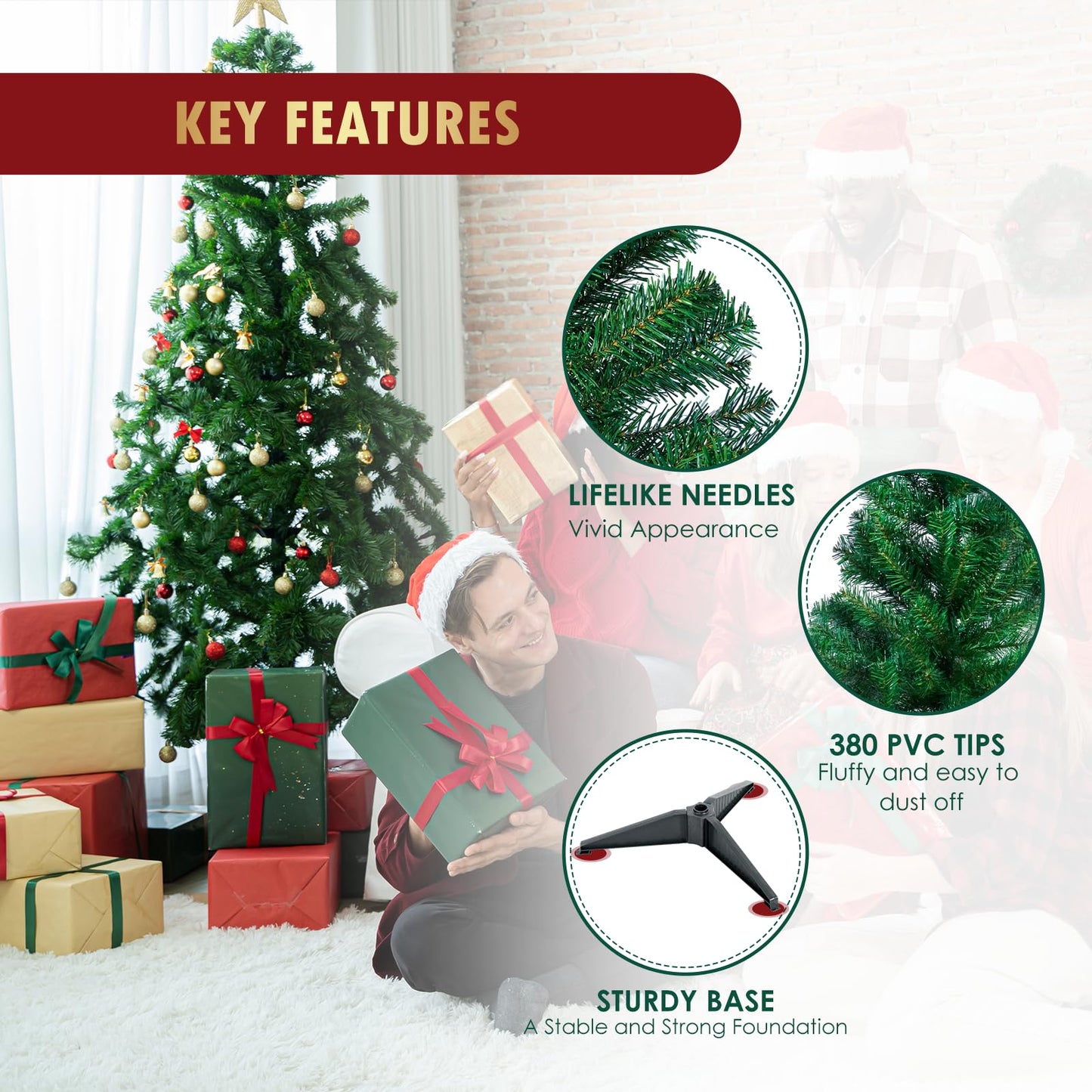 CCLIFE Artificial Christmas Tree Nordmann Fir, Small Pine Tree, PE Injection Molded