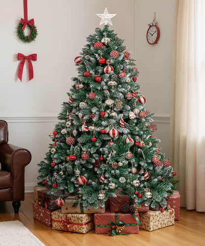 Yorbay artificial Christmas tree Pine tree with stand 120cm-240cm for Christmas decoration Reusable (Christmas tree with snow, 180cm)