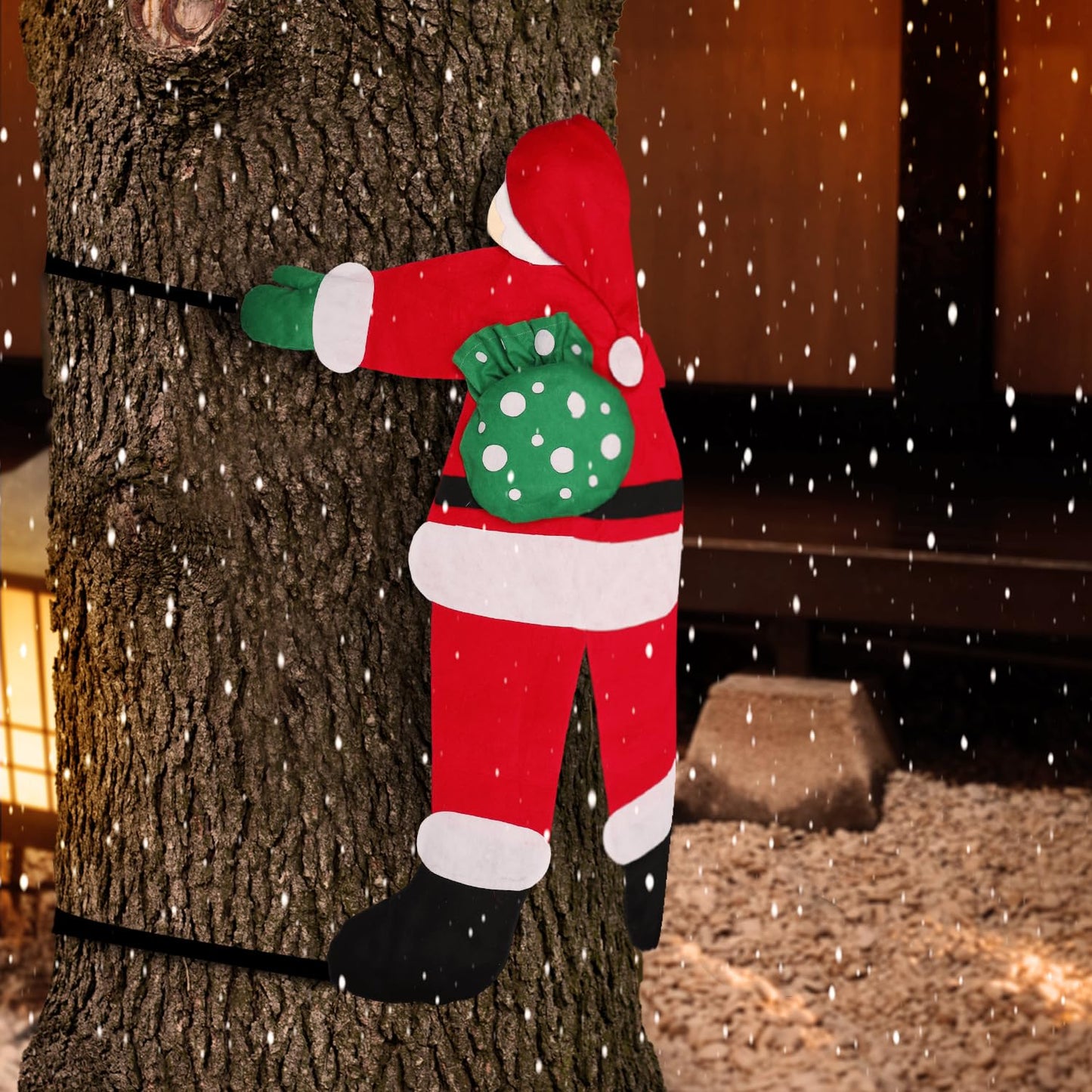 Noisy Santa decoration, 138cm Climbing Hanging Santa Claus for Christmas Tree Christmas Hanging Santa Claus for Roof Fireplace Tree Porch Door Yard