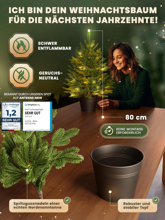 ArtiTree - Artificial Christmas Tree in Pot - Christmas Tree for Indoor and Outdoor, Artificial Tree for Christmas Decor, Realistic Appearance