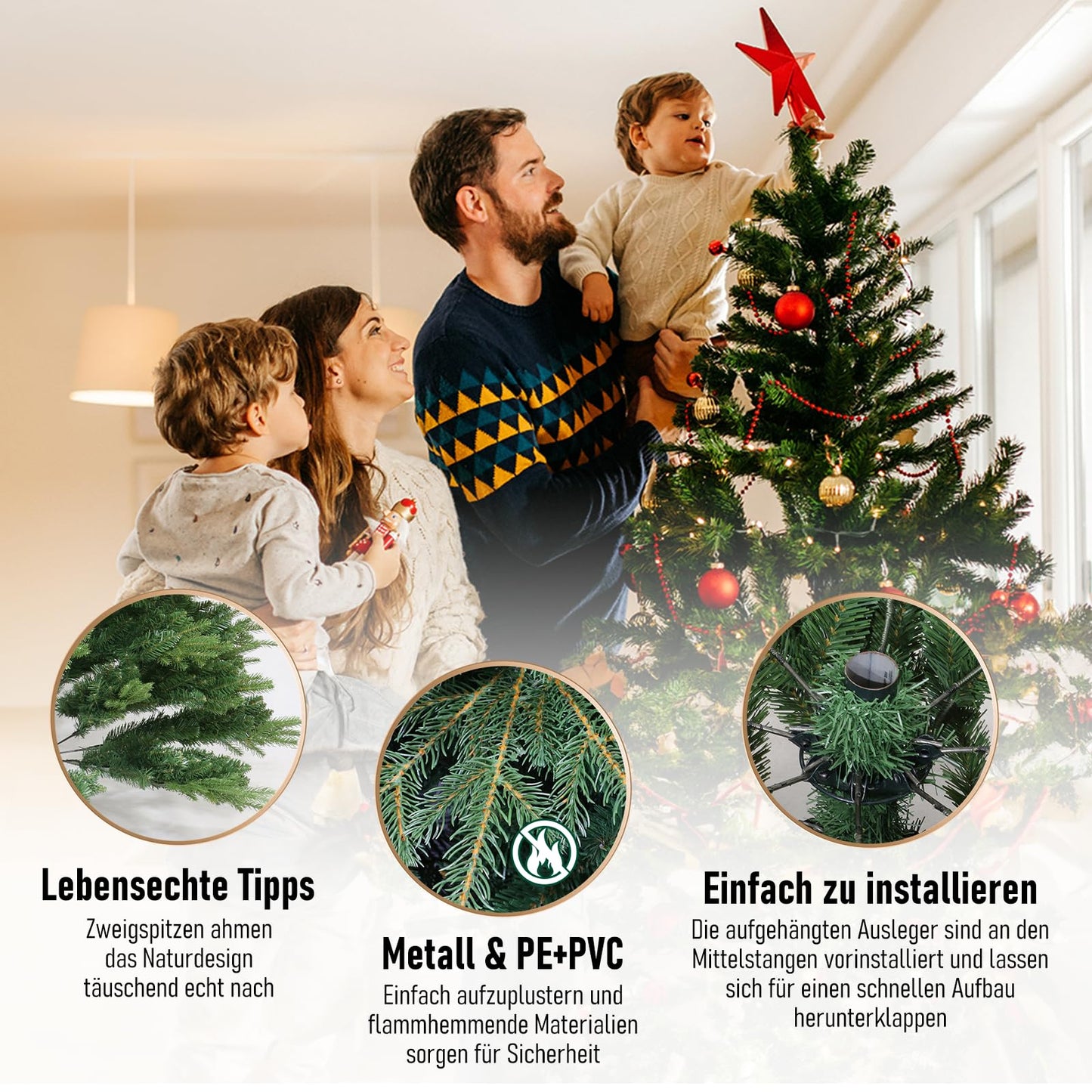 STANBOW Artificial Christmas Tree - Lifelike, Dense Branches, Fake Christmas Tree