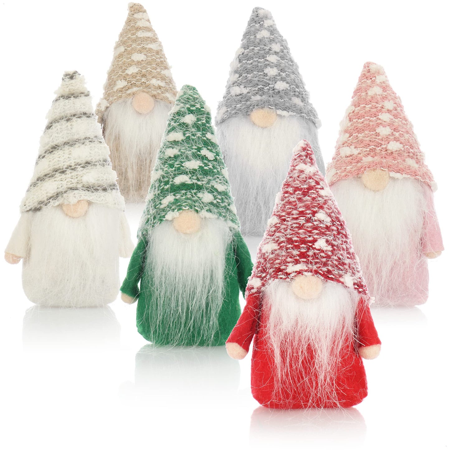 com-four® 6X Premium Christmas Elves 14cm - Christmas decoration - wintry gnome figure - decorative item - Scandinavian decorative trolls - Swedish gnome with beard and winter hat