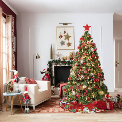 Christmas Tree Skirt, 122cm Christmas Tree Decorations Snowflakes Reindeer Christmas Tree Mat large Christmas Tree Base Covers for New Year Party Christmas Decorations