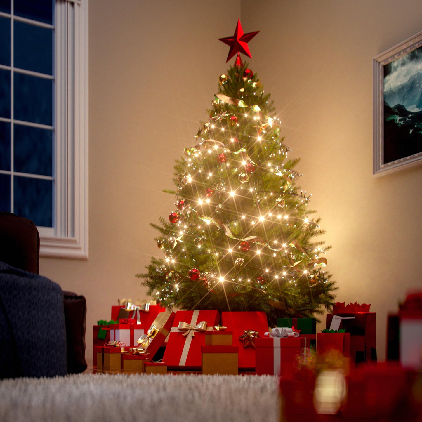 CASARIA® artificial Christmas tree 180cm dense branches quick setup metal stand lifelike fire-resistant green pine tree decoration Christmas