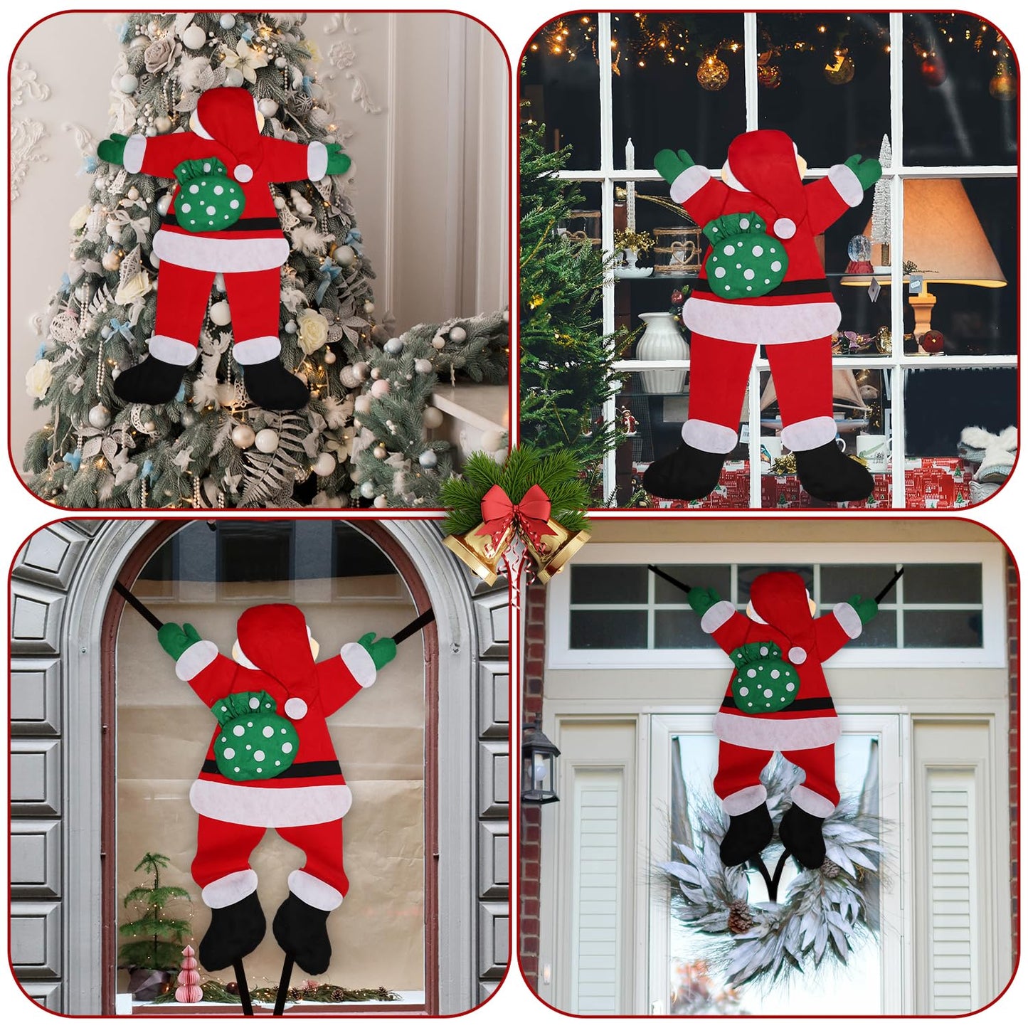 Noisy Santa decoration, 138cm Climbing Hanging Santa Claus for Christmas Tree Christmas Hanging Santa Claus for Roof Fireplace Tree Porch Door Yard