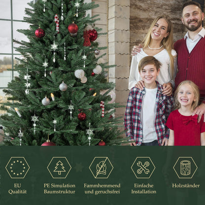 SALCAR Artificial Christmas Tree 180 cm with wooden stand, PE realistic injection-molded elements & PVC Nordman fir, 1.8 m artificial fir tree (Ø 122 cm)