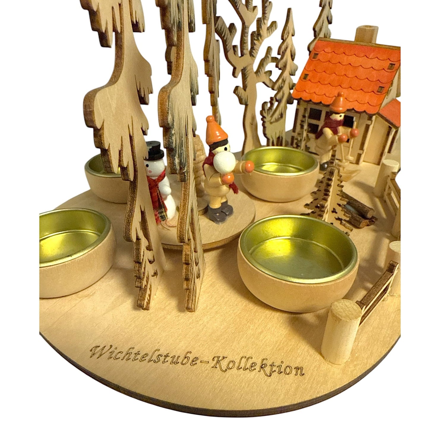 Elf workshop collection Christmas pyramid Tea light pyramid with smoking house Ski pyramid Christmas for tea lights, skiers Real wood incense smoker New 2024 with 4 tea lights