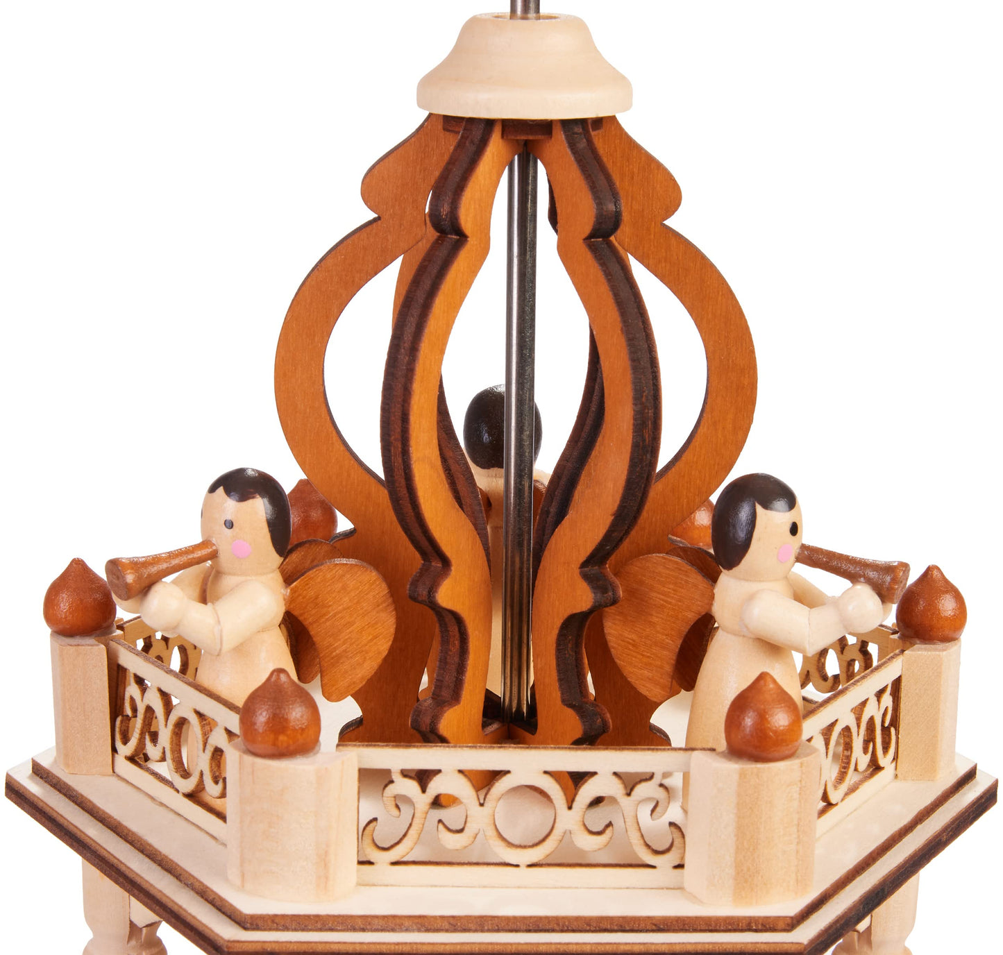BRUBAKER Christmas Pyramid - 3-tier rotating wooden pyramid - Christmas decoration with 3 levels - 44 cm height - hand-painted figures Christmas - Natural Brown