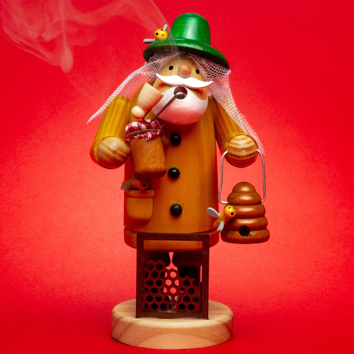 Sikora RM-A wooden smoking man 3 sizes Various designs, Color / Model: A27 yellow - Beekeeper, Height in cm: Height approx. 15 cm