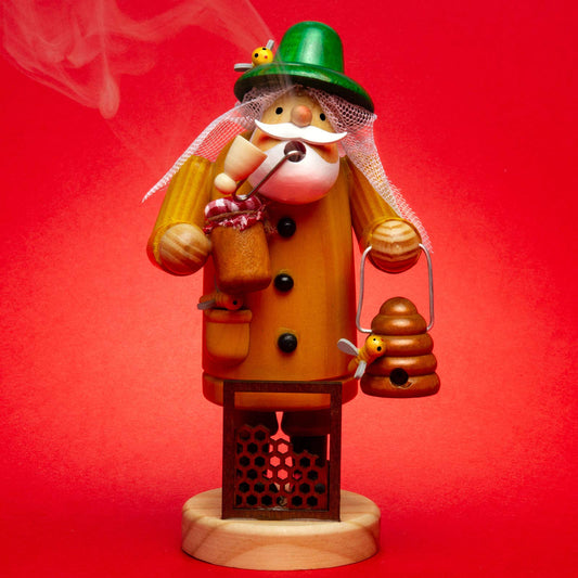 Sikora RM-A wooden smoking man 3 sizes Various designs, Color / Model: A27 yellow - Beekeeper, Height in cm: Height approx. 15 cm