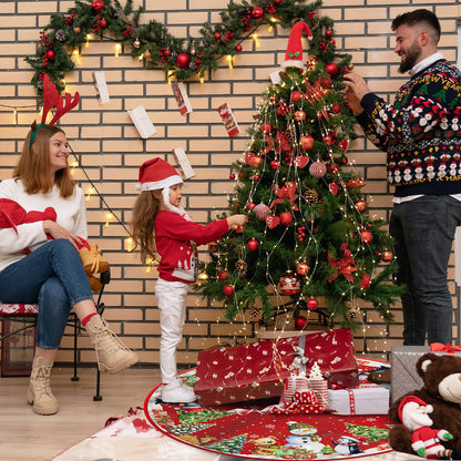 Christmas Tree Skirt, 122cm Christmas Tree Decorations Snowflakes Reindeer Christmas Tree Mat large Christmas Tree Base Covers for New Year Party Christmas Decorations