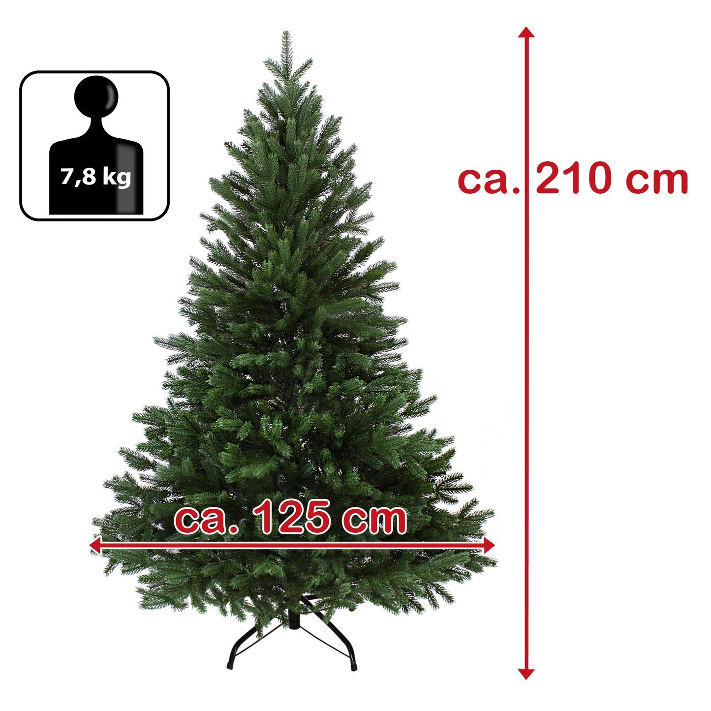 BB Sport Luxury Christmas Tree 210 cm Dark Green artificial Christmas tree PE/PVC injection moulded mix fir tree stand
