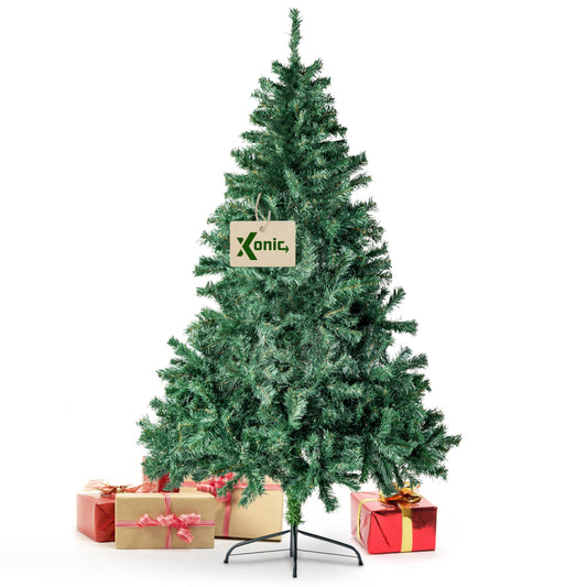 Xonic® Claus artificial Christmas tree Green - 5 sizes: 90-240cm - Realistic fir tree with metal stand - Dense and lifelike (Green, 150cm)