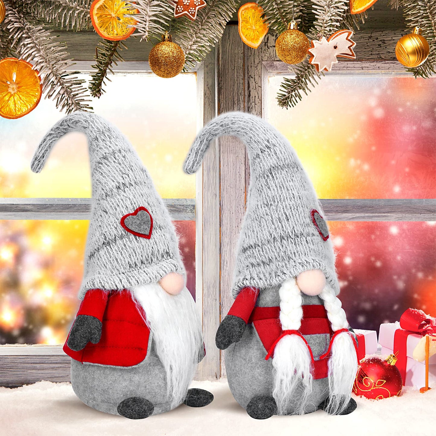 EKARSEN Handmade Couple Gnome cute Scandinavian Tomte Christmas Decor dolls for Christmas New Year Easter Valentine's Day