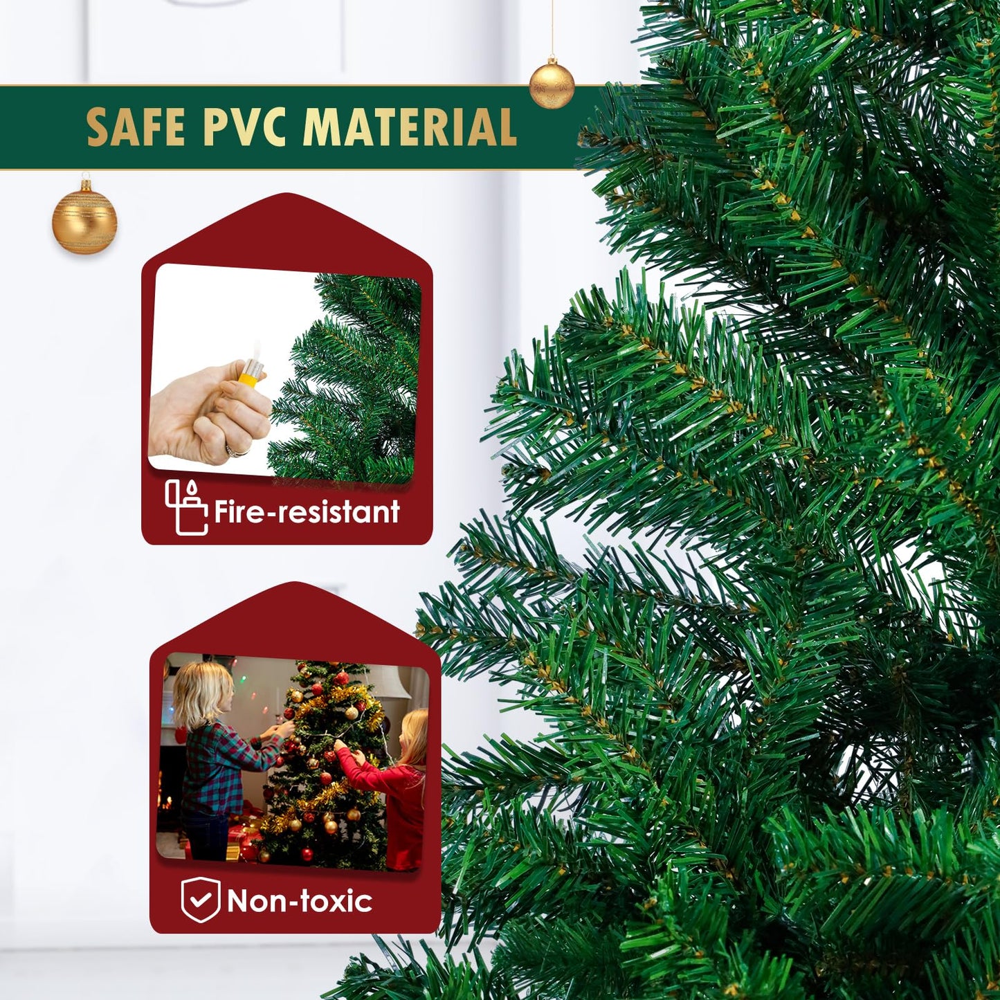 CCLIFE Artificial Christmas Tree Nordmann Fir, Small Pine Tree, PE Injection Molded