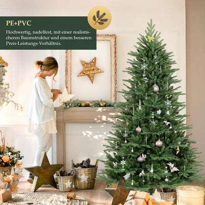 SALCAR Artificial Christmas Tree 180 cm with wooden stand, PE realistic injection-molded elements & PVC Nordman fir, 1.8 m artificial fir tree (Ø 122 cm)