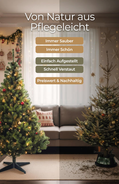 4smile artificial Christmas tree - Classic PVC tree in green, sturdy stand, quick assembly, sustainable choice for many years