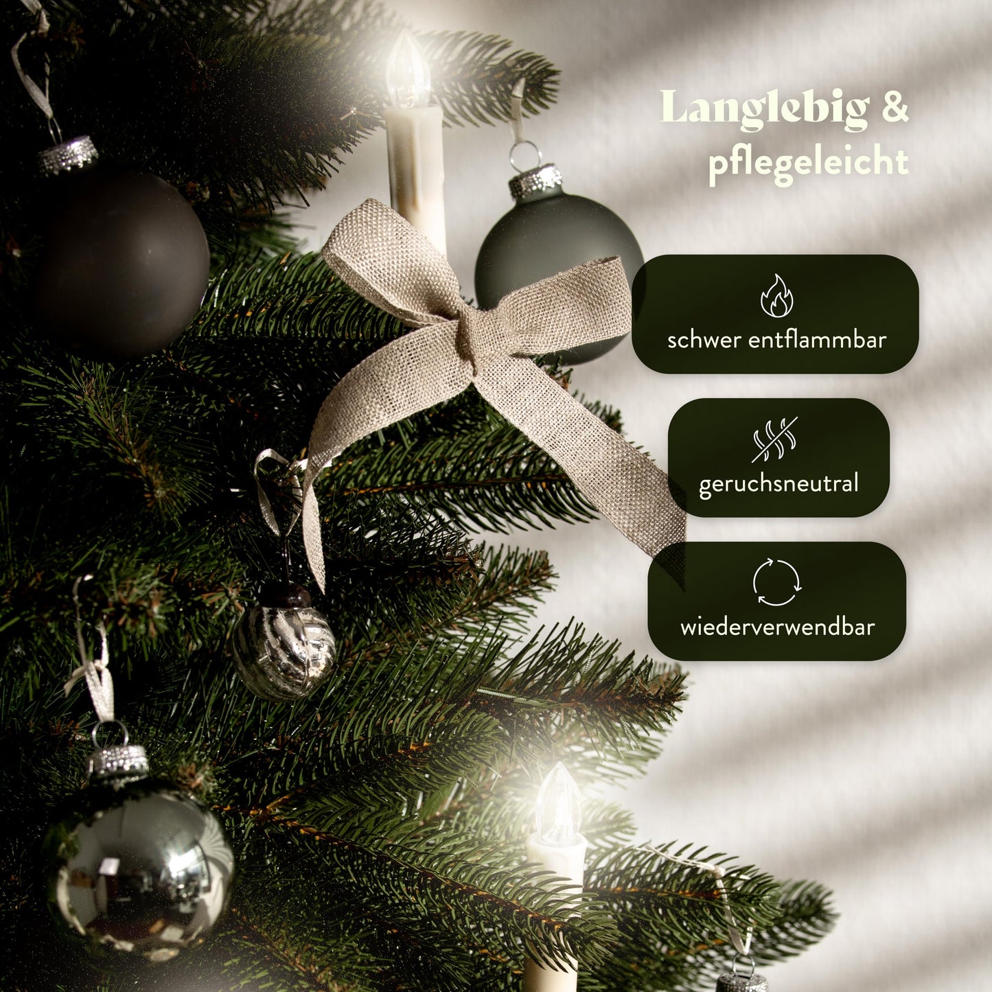 Håvn® Premium Artificial Christmas Tree (180cm Nordlys) | Realistic appearance, dense branches, includes wooden stand & storage bag - High-quality fir tree