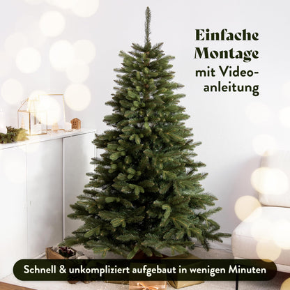 Håvn® Premium Artificial Christmas Tree (180cm Nordlys) | Realistic appearance, dense branches, includes wooden stand & storage bag - High-quality fir tree