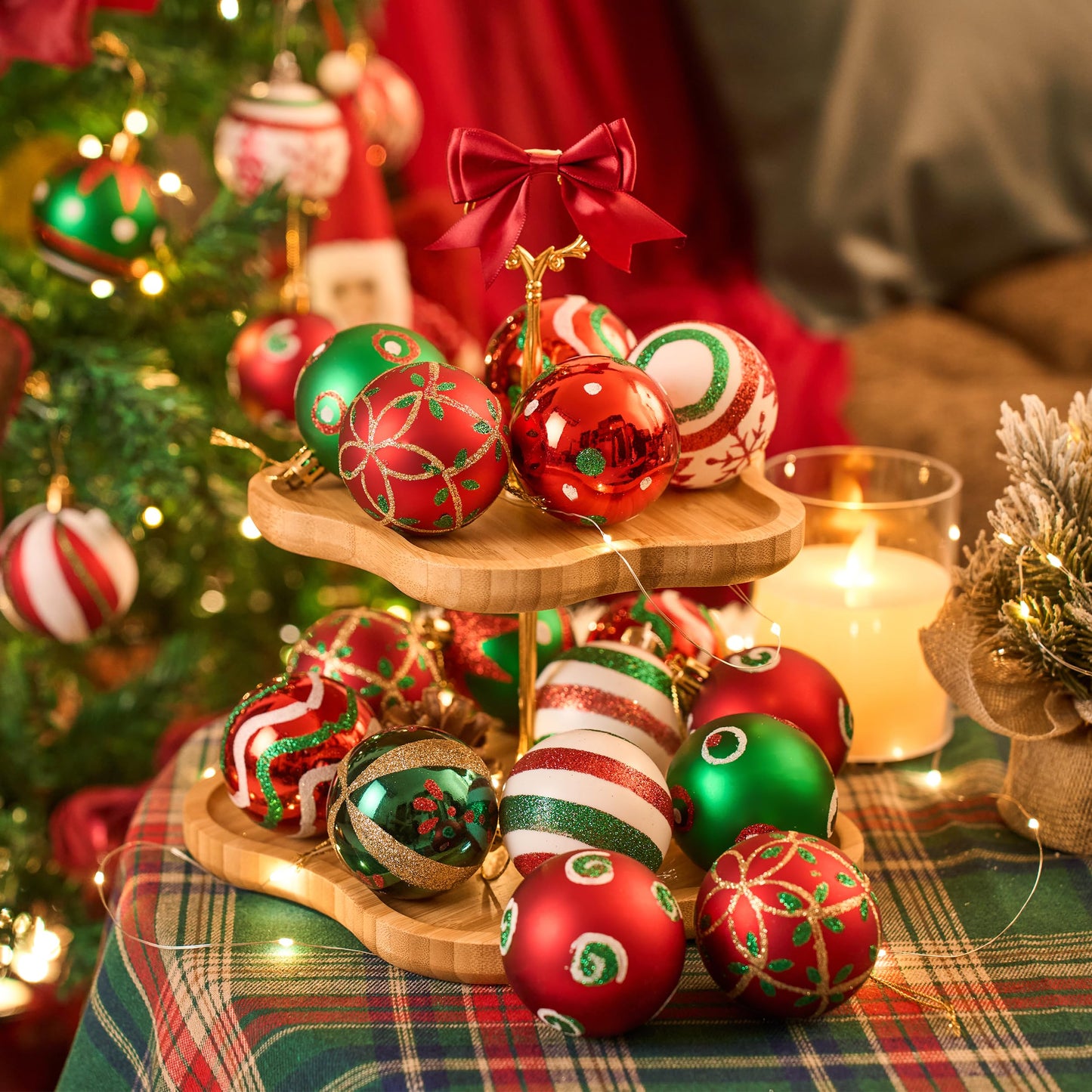 Christmas balls tree ornaments, 2.36-inch 30 pcs plastic shatterproof hanging Christmas decorations Christmas tree decor.