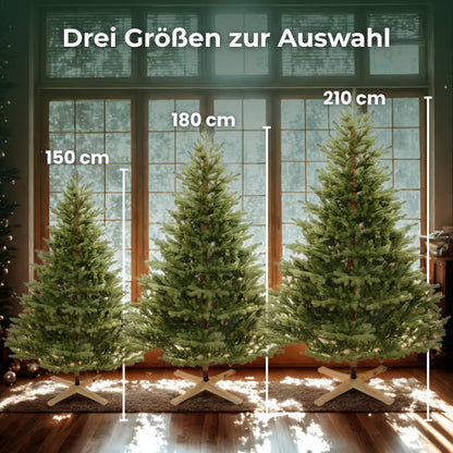 Premium artificial Christmas tree Nordmann fir [100% injection moulding] Artificial tree incl. FSC certified wooden stand and bag I Christmas Tree Made in EU