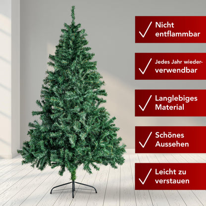 Xonic® Claus Artificial Christmas Tree Green - 5 sizes: 90-240cm - Realistic fir tree with metal stand - Dense and lifelike (Green, 210cm)