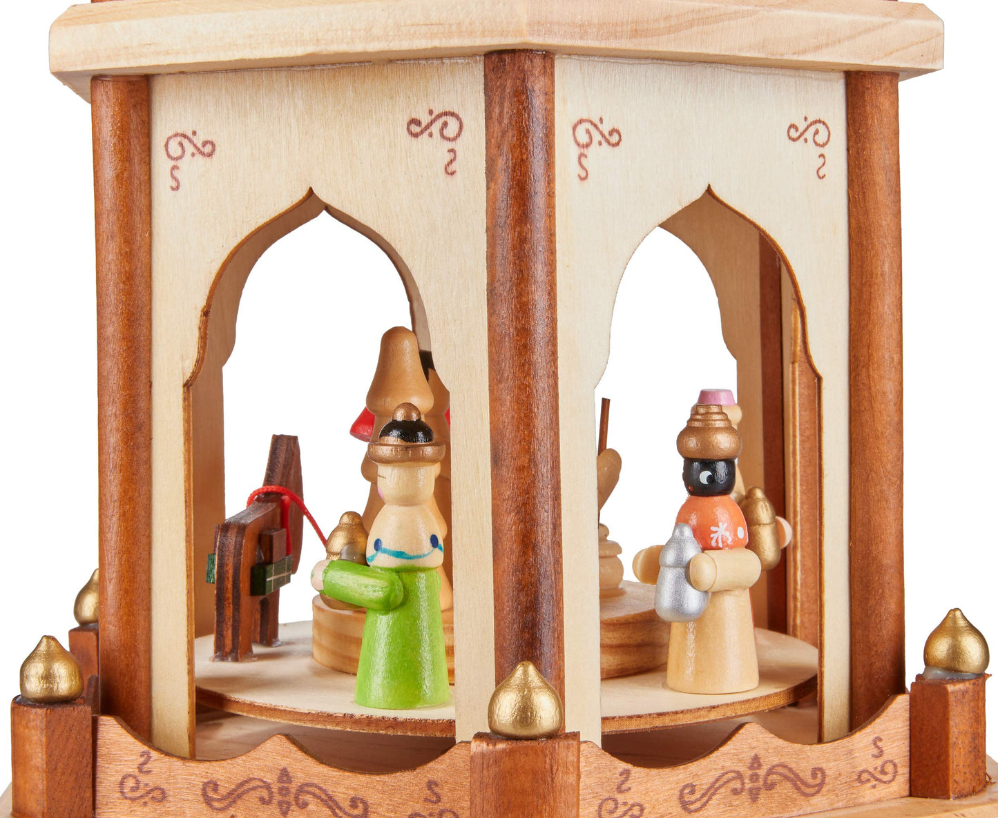 BRUBAKER Christmas Pyramid Wooden - Natural - 4 Tiers - 60 cm Height - Hand-painted Figures