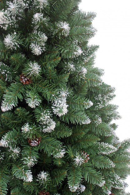 RS Trade HXT 15013 Snow Tree 120 cm artificial Christmas tree with snow and pine cones (Ø approx. 78 cm) approx. 500 tips, flame retardant, quick assembly folding system, including Christmas tree stand.