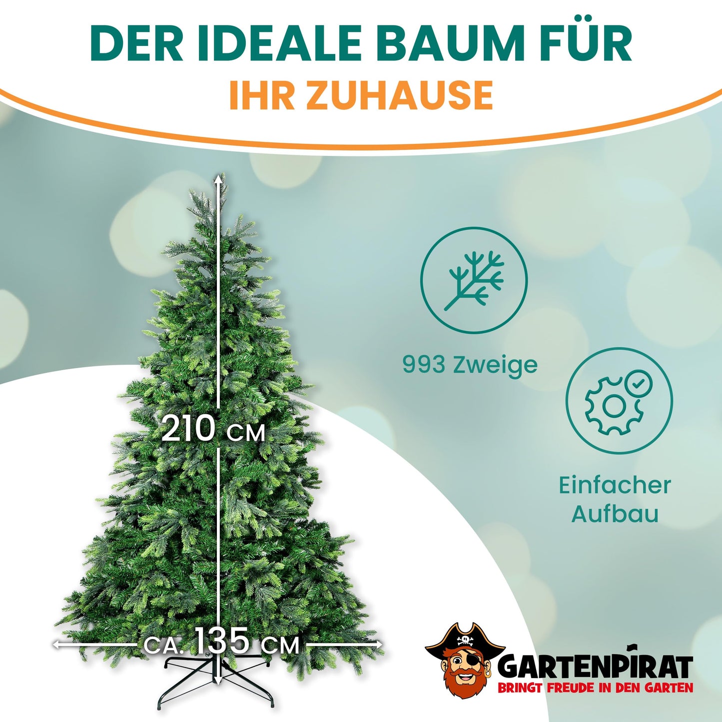 Garden Pirate Artificial Christmas Tree BonTree Fir 210 cm Artificial Christmas Tree