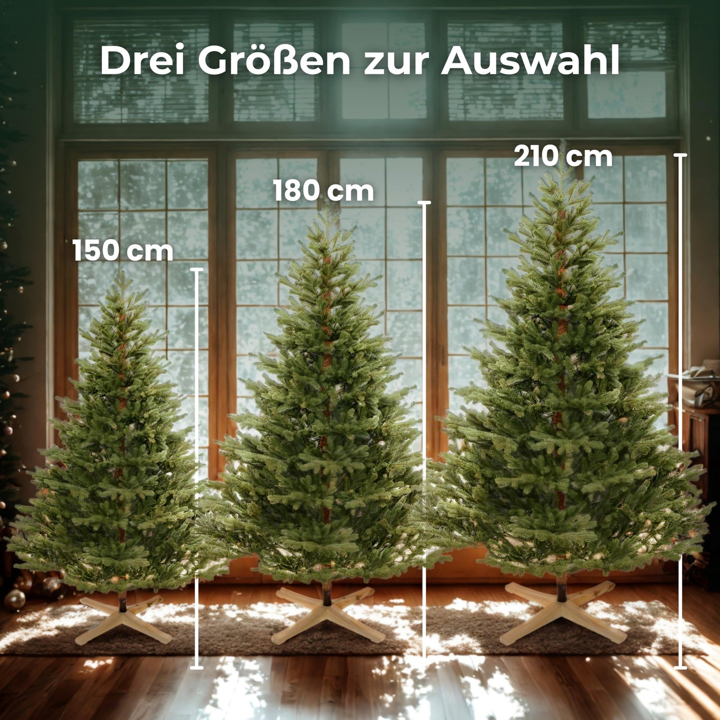 Premium Artificial Christmas Tree Nordmann Fir [100% Injection Molded] Artificial Fir Tree incl. FSC certified wooden stand and bag I Christmas Tree Made in EU