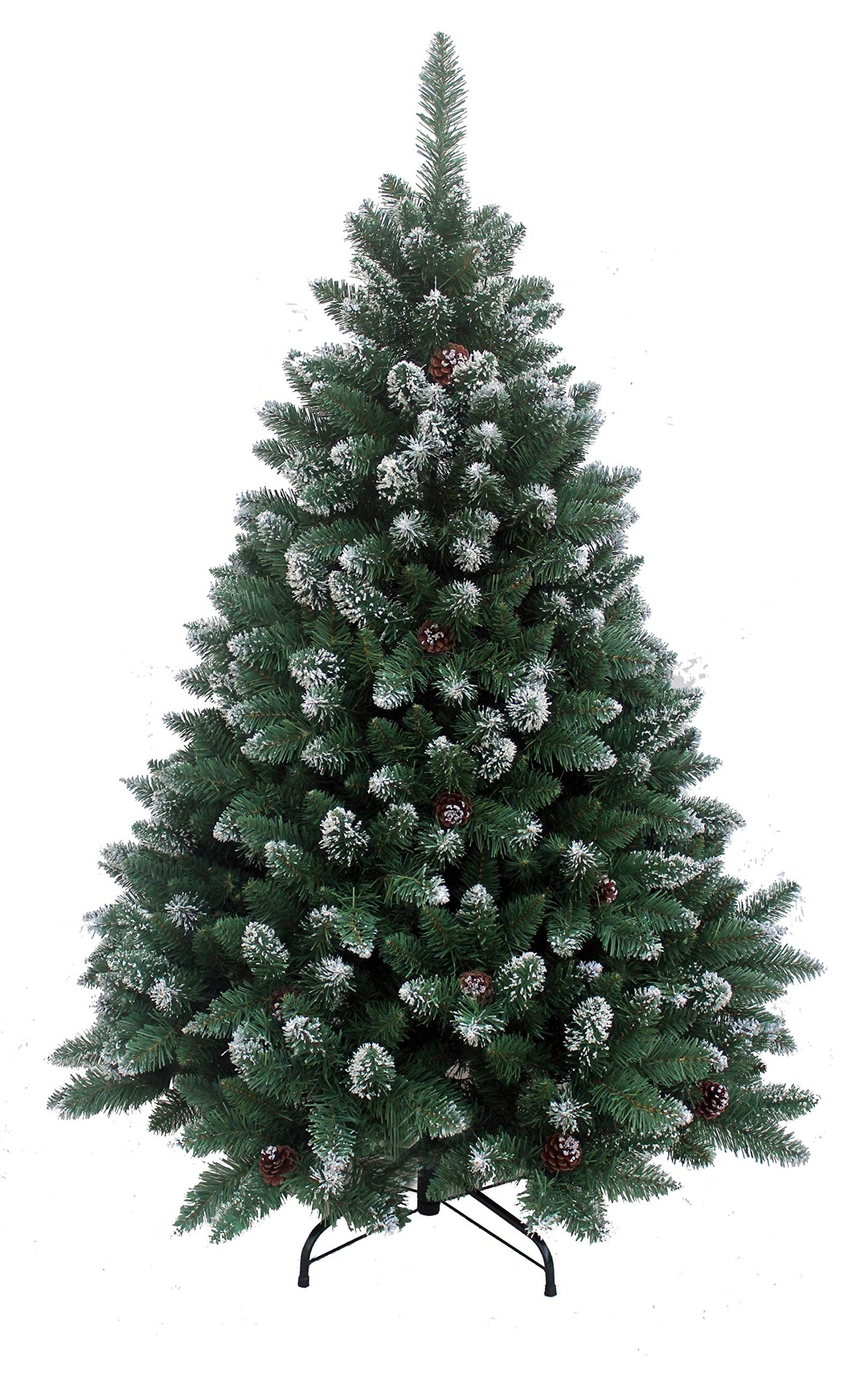RS Trade HXT 15013 Snow Tree 150 cm artificial Christmas tree with snow and cones (Ø approx. 96 cm), approx. 760 tips, flame retardant, quick assembly folding system, incl. Christmas tree stand