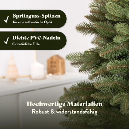 Håvn® Premium Artificial Christmas Tree (180cm Nordlys) | Realistic appearance, dense branches, includes wooden stand & storage bag - High-quality fir tree