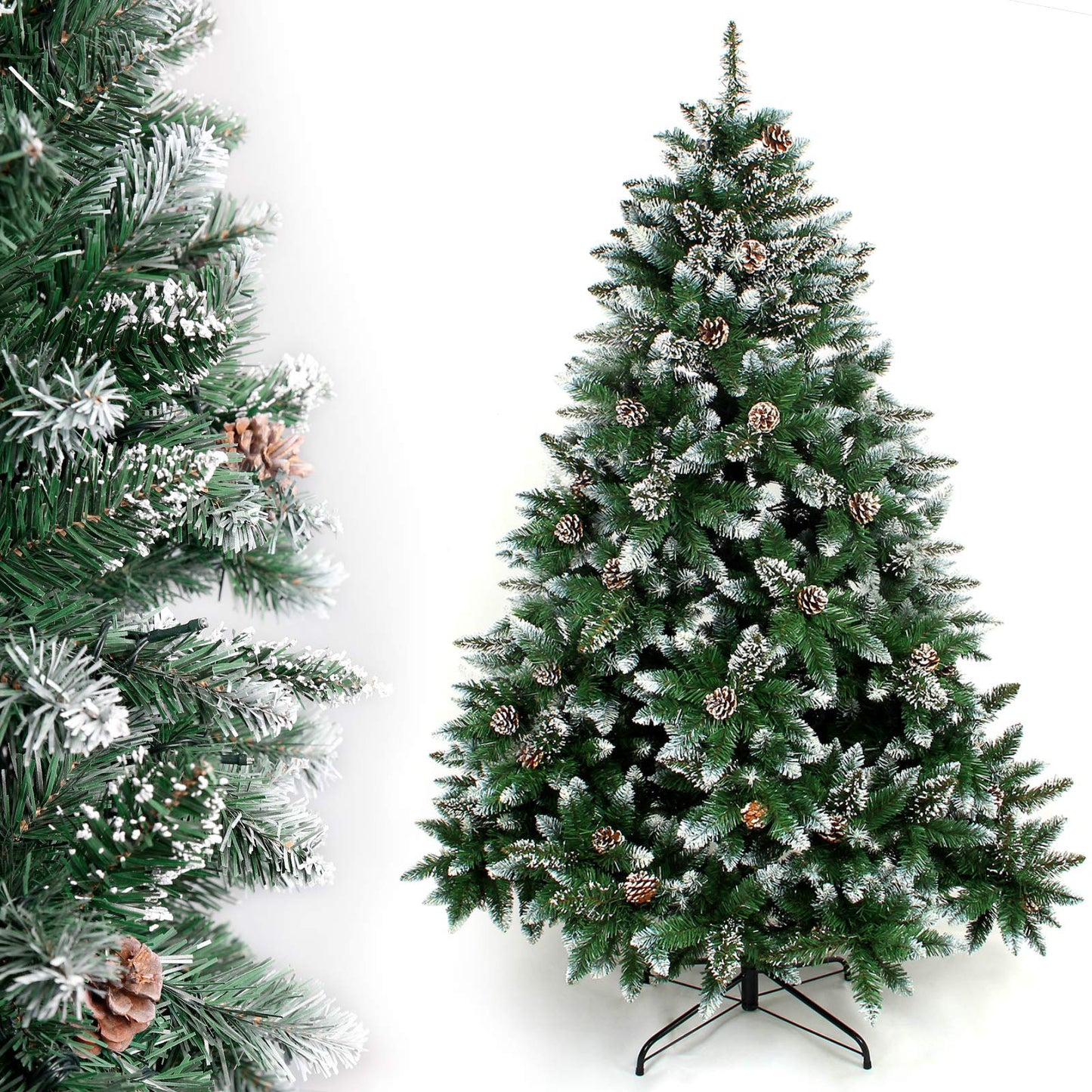 Yorbay artificial Christmas tree Pine tree with stand 120cm-240cm for Christmas decoration Reusable (Christmas tree with snow, 180cm)