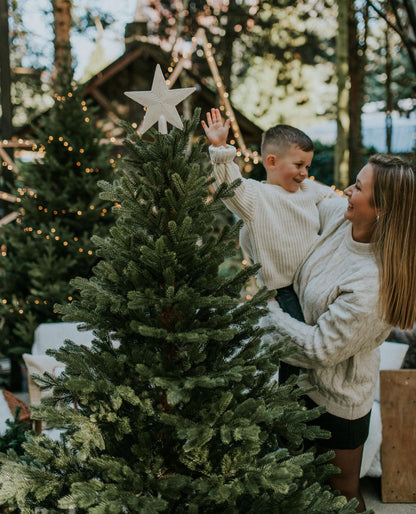 Premium artificial Christmas tree Nordmann fir [100% injection moulding] Artificial tree incl. FSC certified wooden stand and bag I Christmas Tree Made in EU