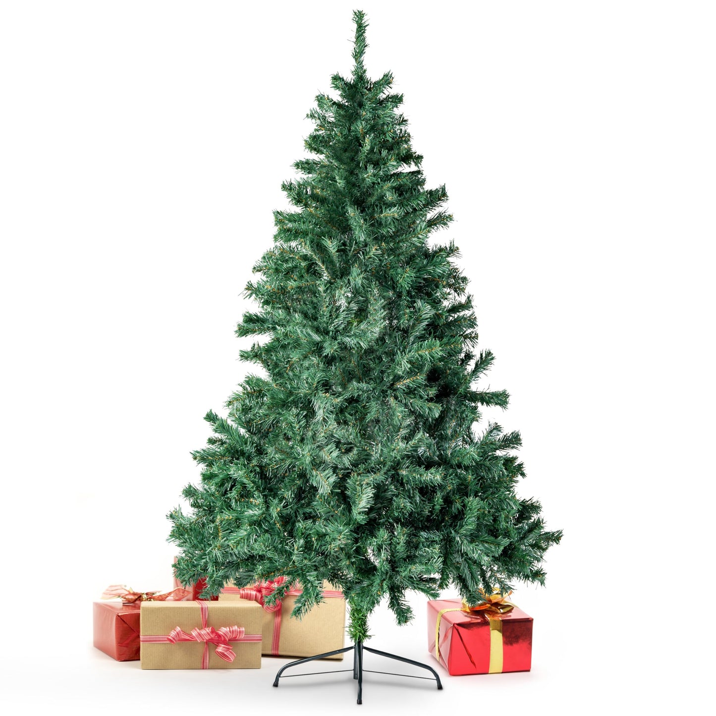 Xonic® Claus Artificial Christmas Tree Green - 5 sizes: 90-240cm - Realistic fir tree with metal stand - Dense and lifelike (Green, 210cm)