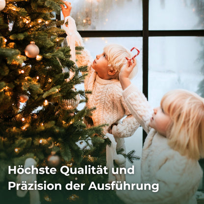 Premium artificial Christmas tree Nordmann fir [100% injection moulding] Artificial tree incl. FSC certified wooden stand and bag I Christmas Tree Made in EU