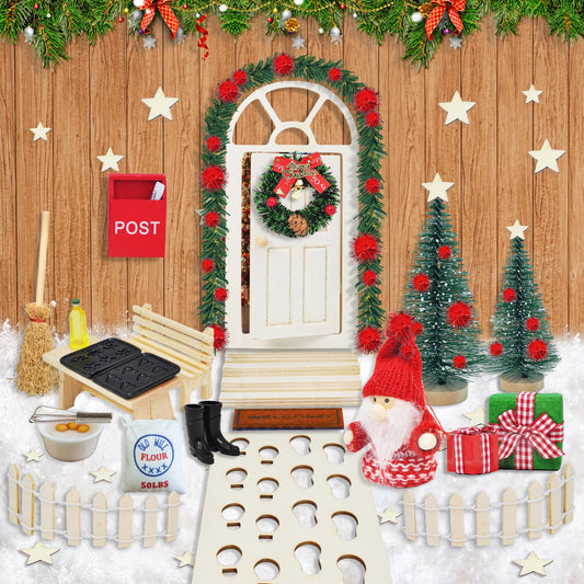 Set of 70 miniature elf accessories for Christmas, complete set of elf door accessories, elf house, elf doors, wooden Christmas decorations, elf door, house, fairy door figures.